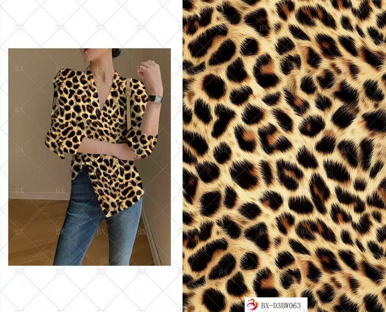 New 3D printed fabric, leopard print premium four-sided elastic clothing fabric, dress fabric, cross-border Amazon pic 2