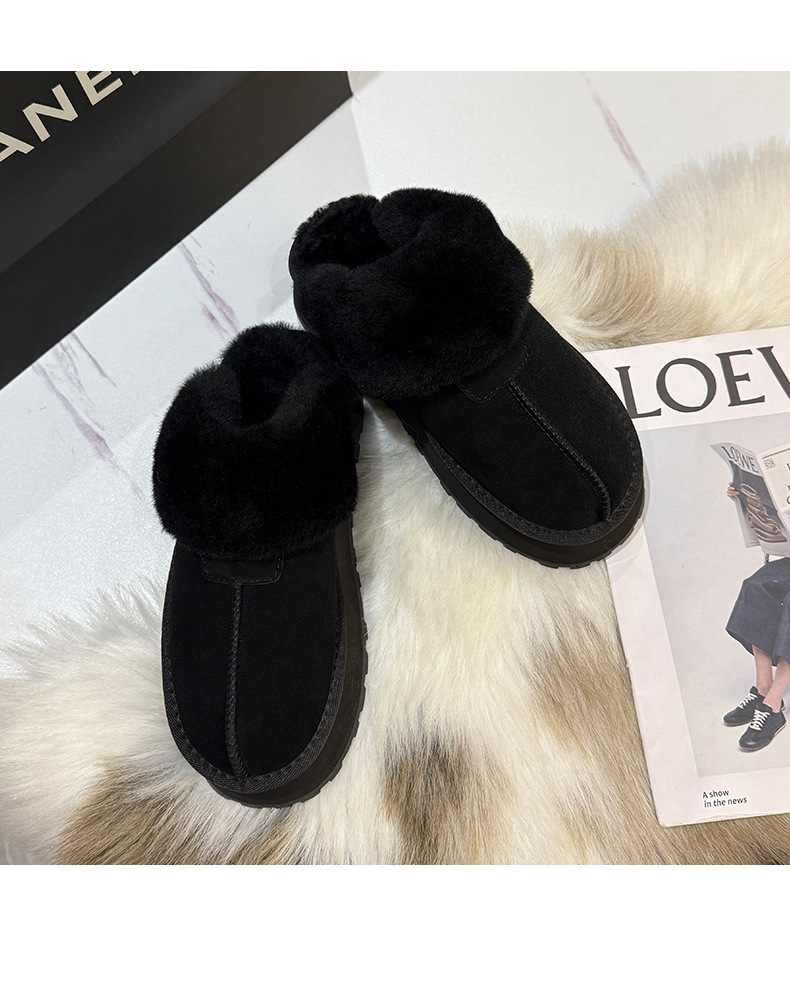 Fur one-piece thick-soled star slippers 2025 winter warm cotton shoes, wool shoes, snow boots, half slippers for women to wear outside pic 21