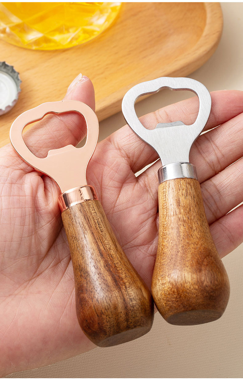 Xiangsi Mu vertical bottle opener, home beer bottle stainless steel bottle opener, creative cap opener, solid wood handle bottle opener pic 11