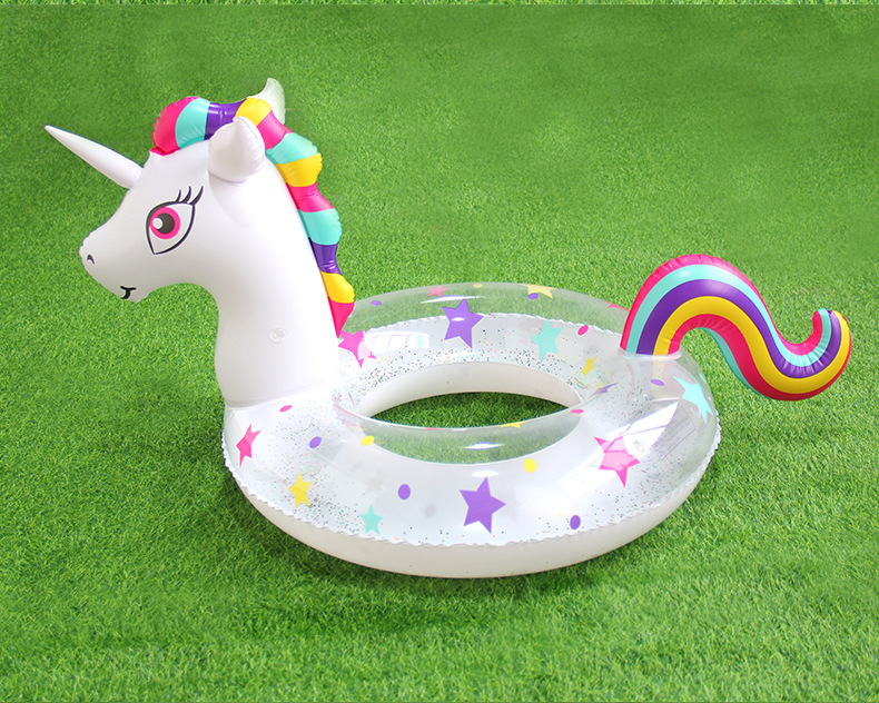 虹雨彩虹马游泳圈成人加厚动物泳圈成人亮片星星马游泳圈带头圈详情3