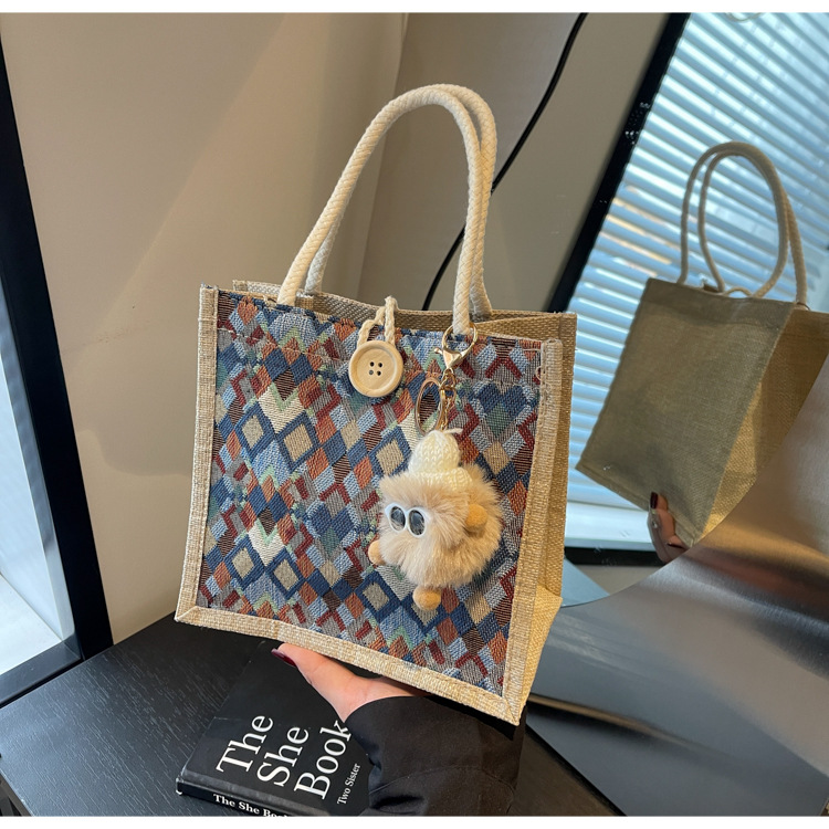 小众高级感防水麻布手提包秋冬季新款伴手礼袋现货批发手拎小挎包详情25