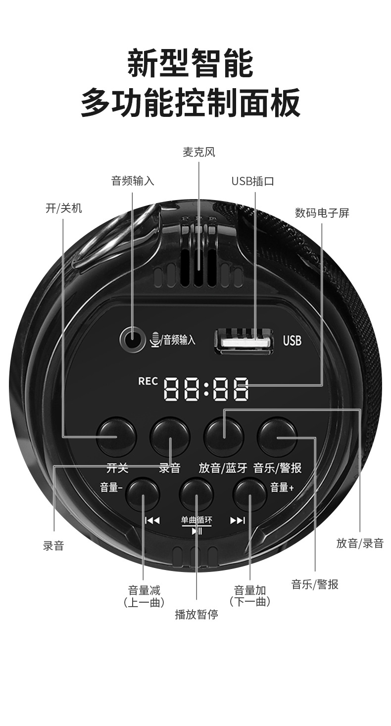 50W大功率手持喊话器地摊叫卖喇叭户外宣传录音充电式扩音扬声器详情3