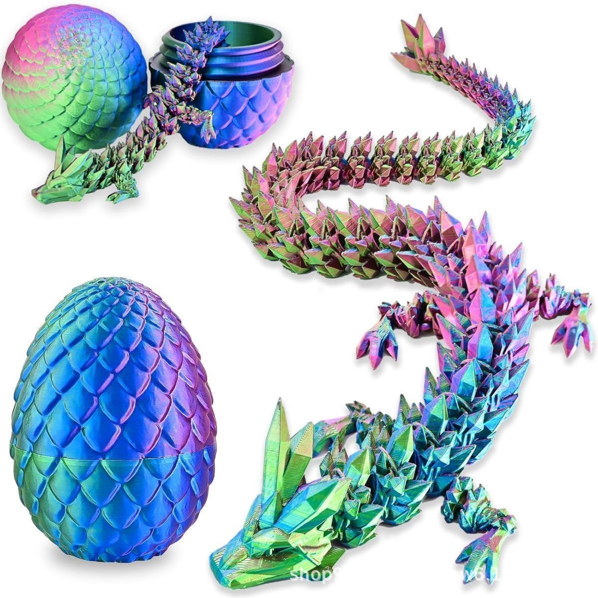批发3D打印水晶龙龙蛋套装旋转透明便宜逼真摆件网红摆摊源头工详情5