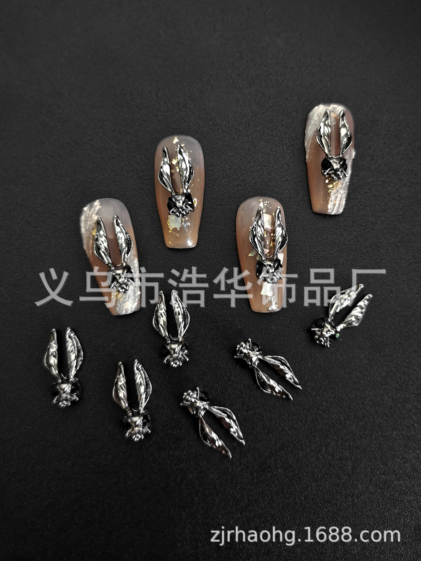 Punk-style Halloween cross alloy nail accessories, star moon heart-shaped nail accessories, nail drill wholesale pic 8
