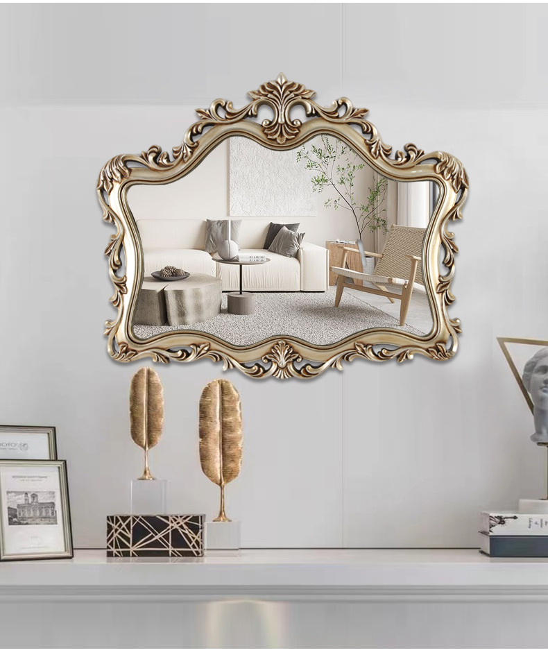 新款雕花浴室镜欧式复古美式卫浴镜酒店壁挂装饰镜梳妆卫生间镜子详情41