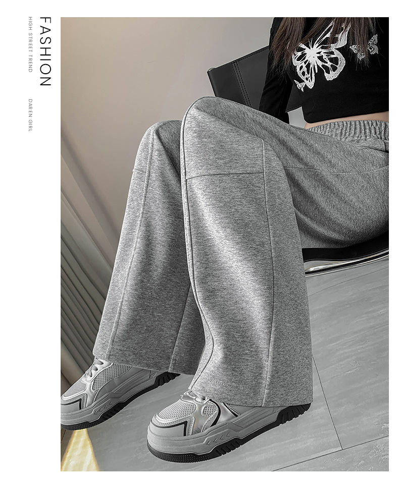 美式弯刀阔腿裤女春秋2025新款高腰宽松直筒运动休闲香蕉卫裤详情18