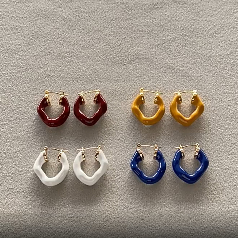 lisa同款彩色耳环珐琅彩釉圆圈耳环韩女国时尚网红同款耳饰耳圈详情3