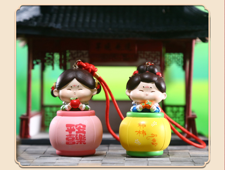 唐小糖花灯唐仕女西安可爱车载挂件小灯笼娃娃好运摆件小礼品详情12