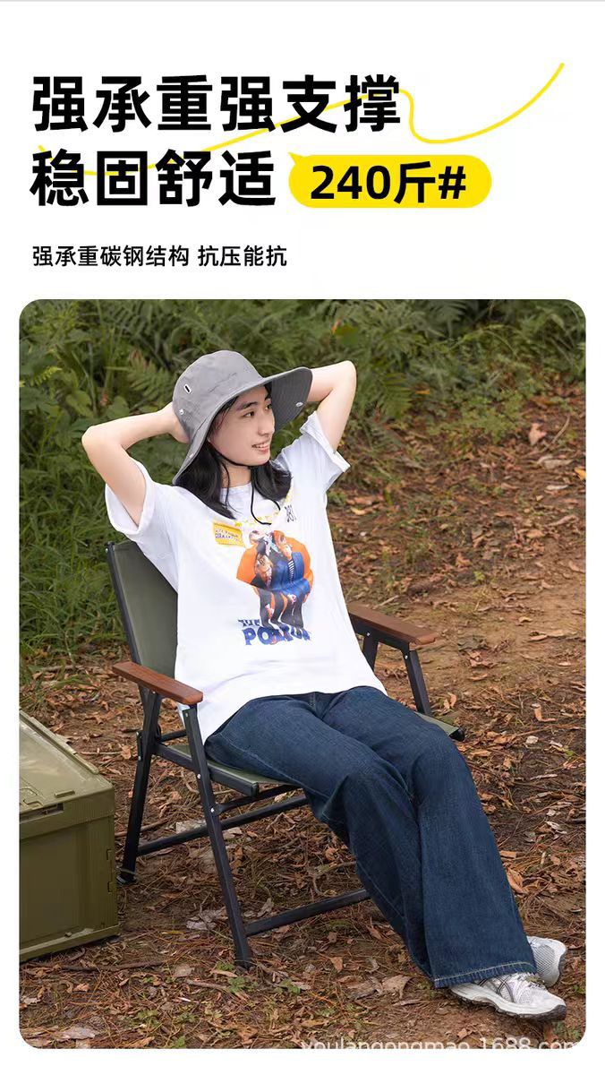新款二代方管户外折叠椅克米特椅露营靠背休闲椅便携式野营装备详情18