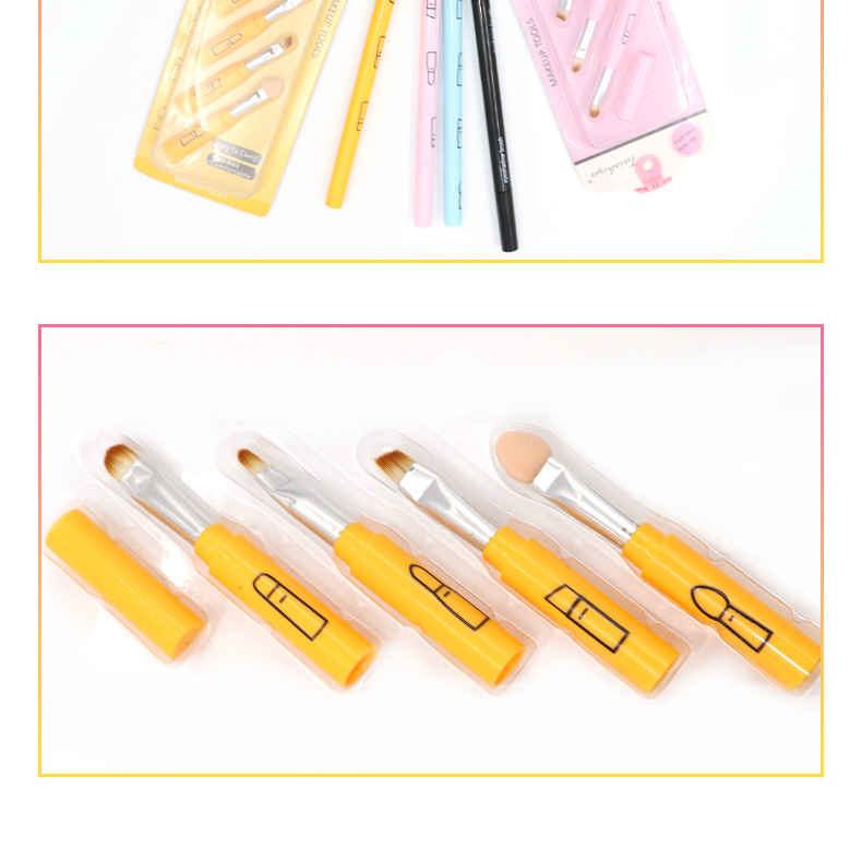 4-in-1 eye brush, portable makeup brush, eyeshadow, lipstick brush, eyebrow brush, multi-functional mini beauty tool with lid pic 9