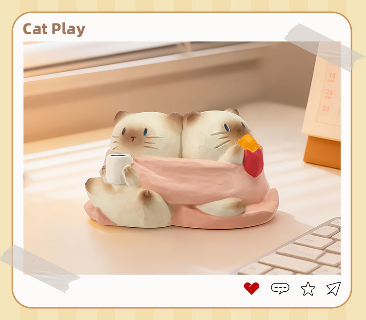 猫猫PAI一缕温暖盲盒卡通可爱桌面树脂摆件多款式搞怪摆件盲盒详情20