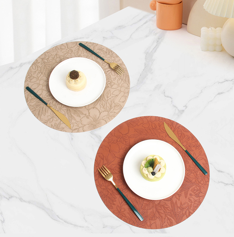 跨境placemat防滑皮革餐垫圆形酒店家居餐桌隔热餐垫子餐桌高级感详情30