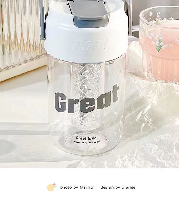 Summer large-capacity water cup, high appearance level portable sports straw cup, new model with tea strater, student cup pic 15