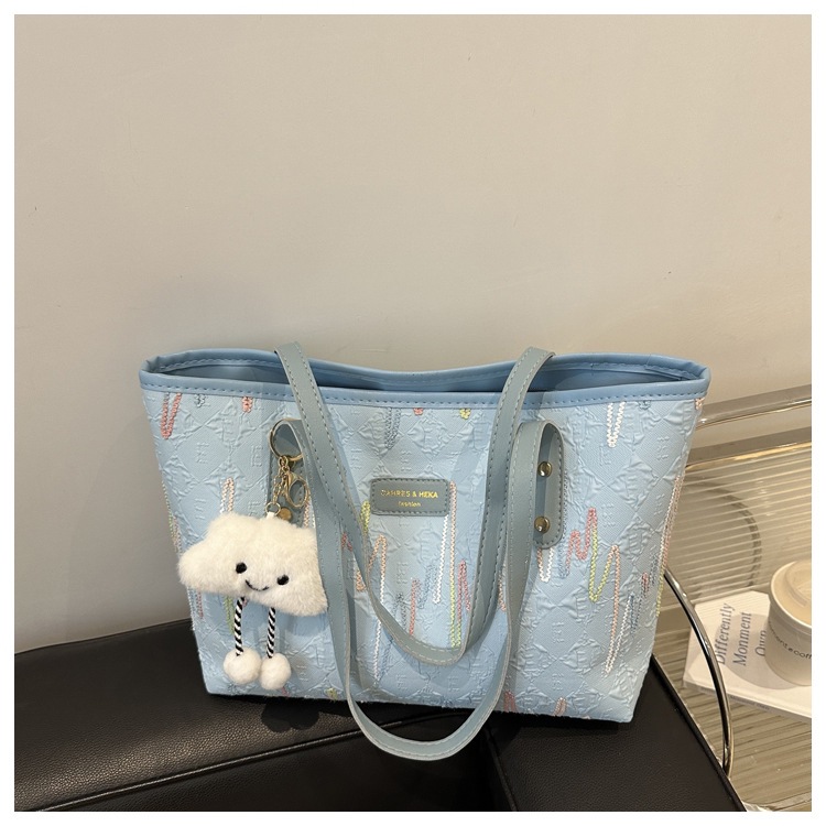 学生上课布袋包包女2024新款单肩腋下包条纹大容量通勤休闲托特包详情44