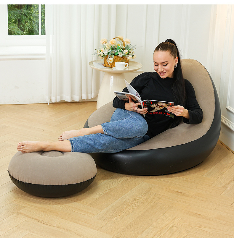 Cross-border new products: Velvet fabric lazy sofa, inflatable and foldable lounge chair, sofa bed, Japanese-style household sitting chair, outdoor bed pic 12