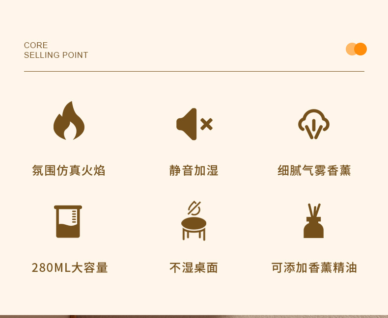 Creative 3D simulation flame aroma diffuser, home fragrance machine, bedroom seven-color atmosphere night light, desktop flame humidifier pic 2