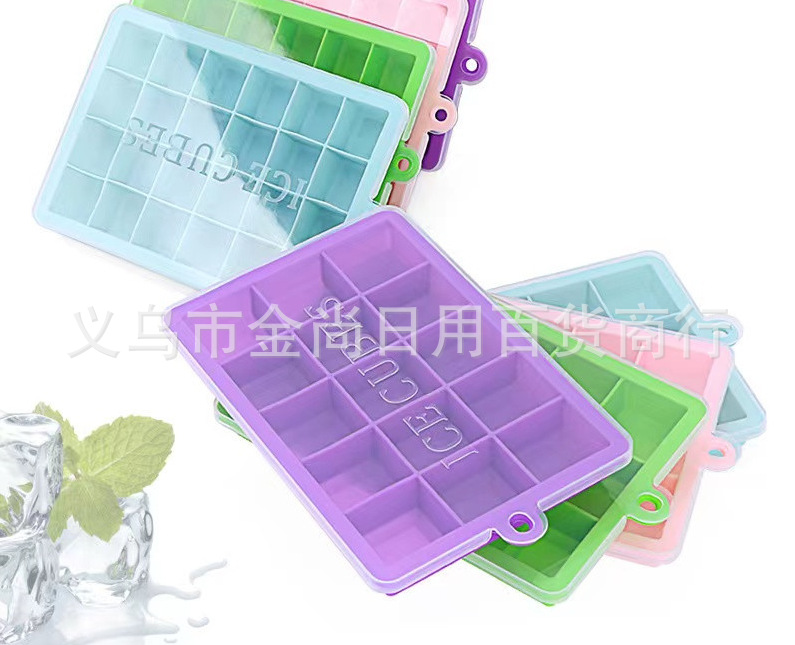 New simple 15-compartment silicone ice cube tray with lid DIY home square ice cube mold 24-compartment silicone ice cube tray pic 6