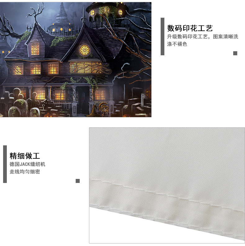 Cross-border Halloween background fabric 90*150 polyester, terrifying atmosphere, car trunk decoration banner, hanging flag pic 35