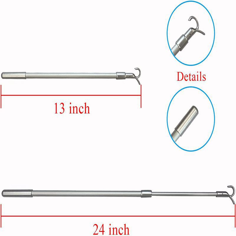 跨境 24英寸（60CM）铝合金窗帘伸缩转棒 百叶帘拉杆挂钩杆配件详情2