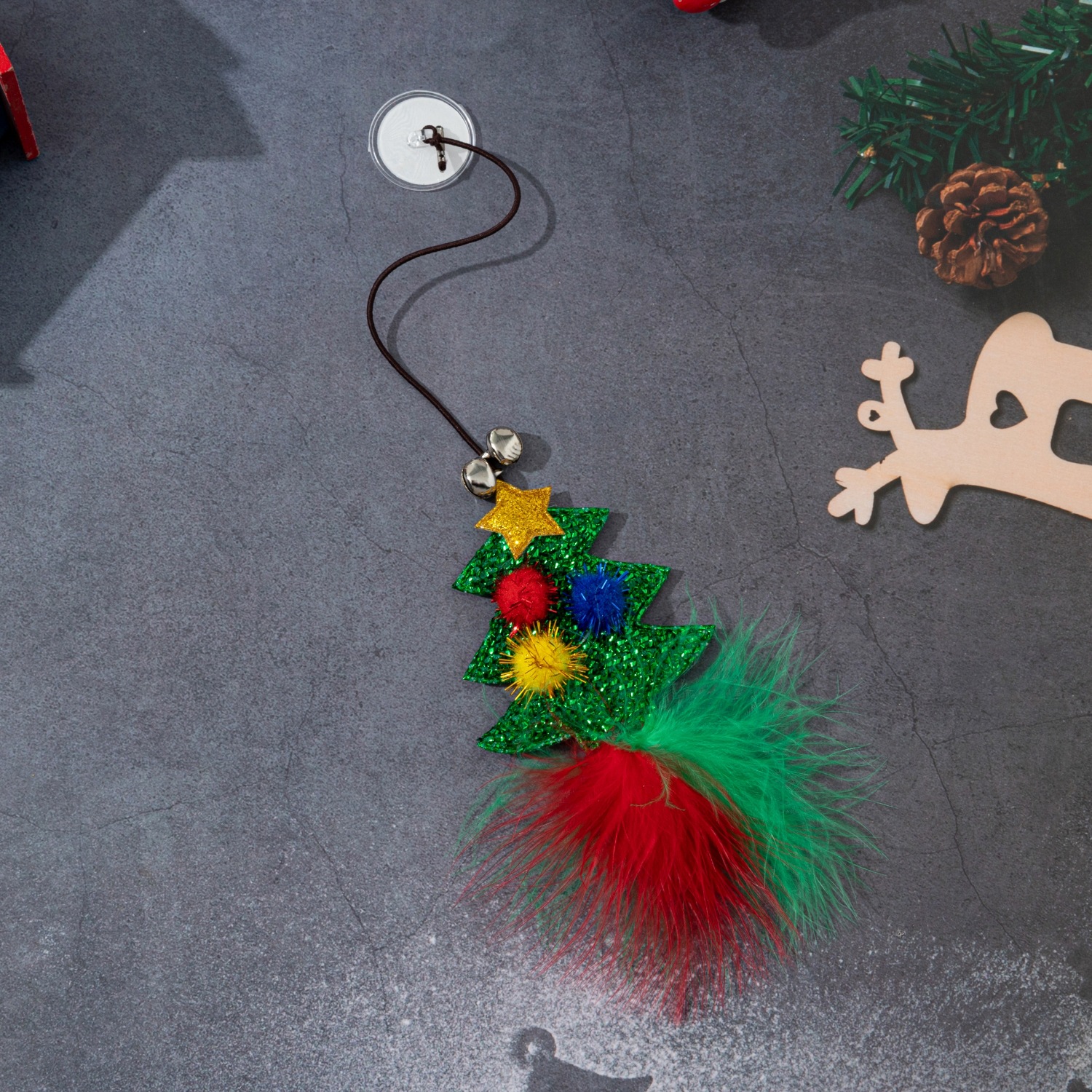 Temu新款圣诞猫玩具弹力绳逗猫棒圣诞雪人逗猫可爱风猫玩具厂家详情22