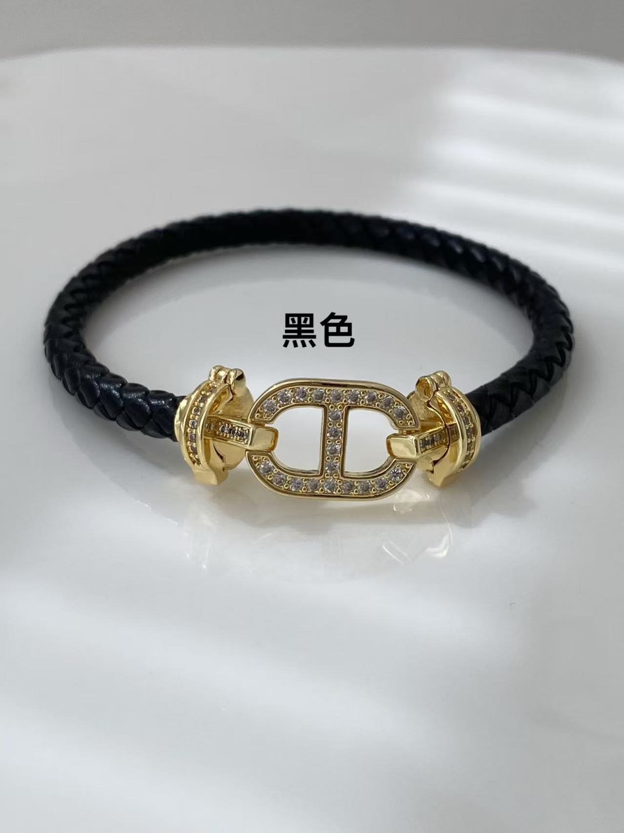 Pig nose red rope leather rope bracelet for men and women, 18k gold copper slightly inlaid with diamonds, high-end DIY bracelet for couples in the zodiac year pic 14