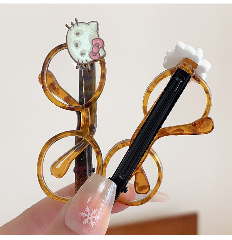 TEMU Xiyin Cross-border wholesale cartoon glasses hairpins Sweet kt cat duckbill clips Cool and trendy bangs side clips for girls pic 8