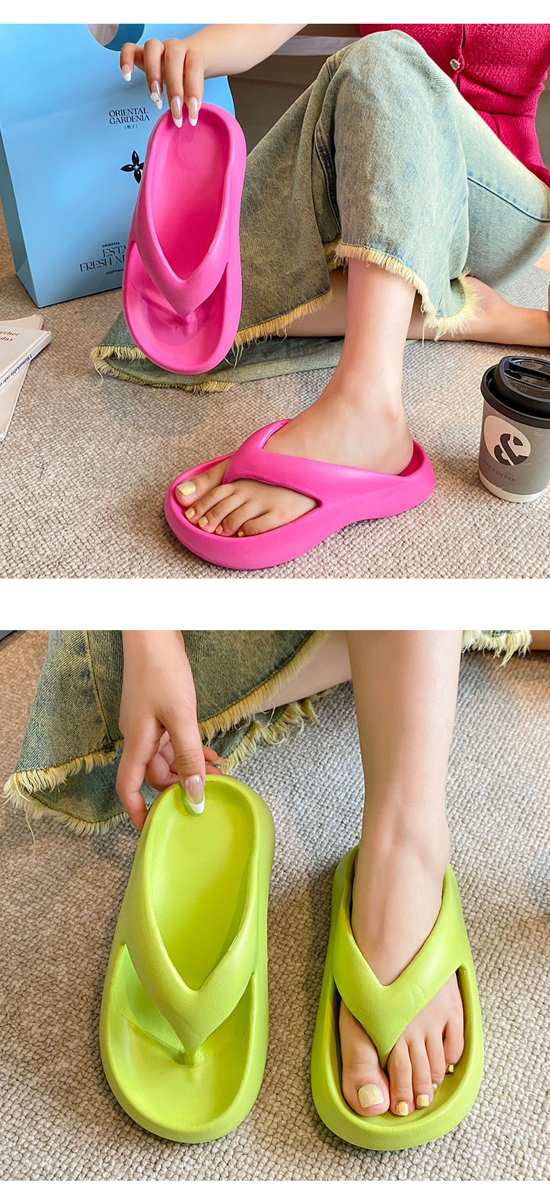 Ladies can wear the new thick-soled anti-slip beach flip-flops with sponge soles for the seaside in summer pic 20