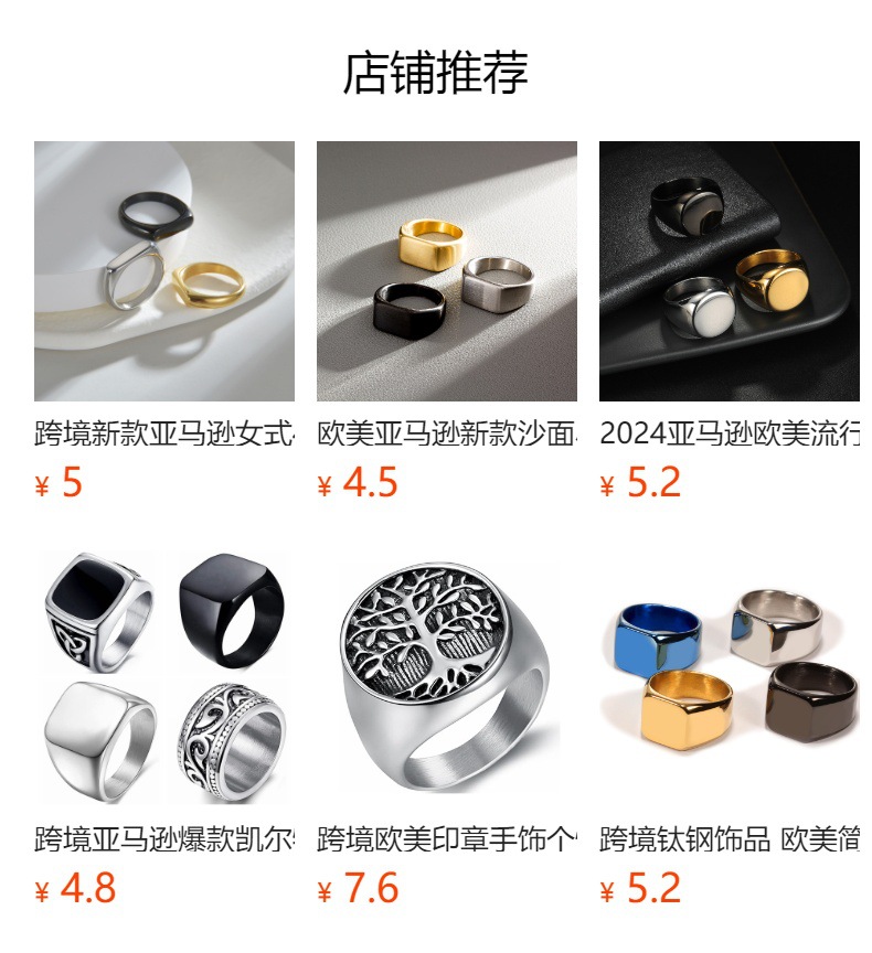 304 stainless steel ring, personalized punk seal design jewelry, hip-hop cross ring, cross-border European and American jewelry pic 1