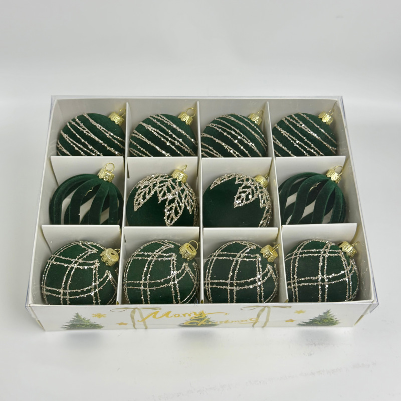 Cross-border new velvet Christmas ball set, Christmas window velvet balls, Christmas tree decoration, painted balls and hanging ornaments pic 9