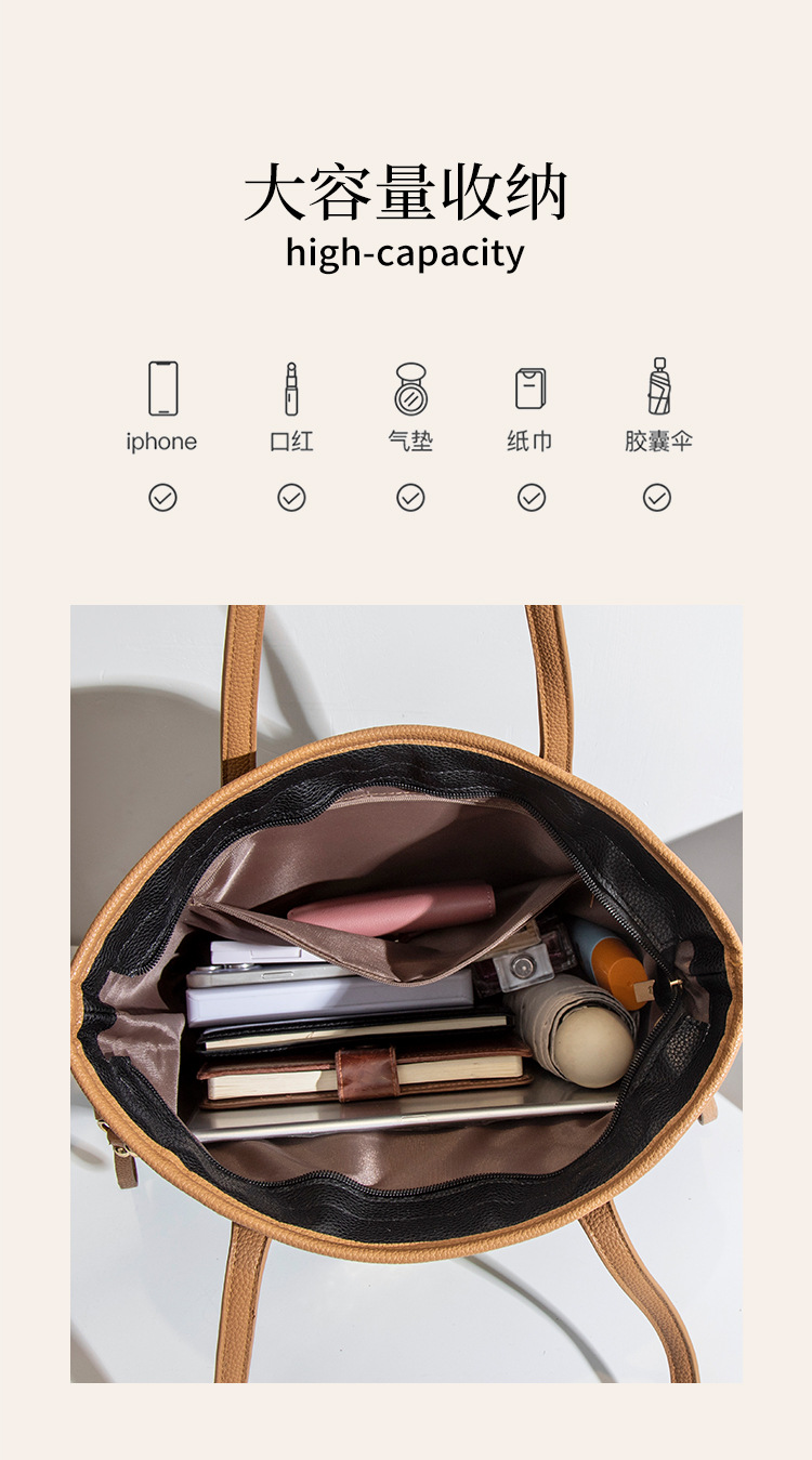 外贸货源厂经典购物袋油边托特包大号多色妈咪包大容量单肩女包详情18