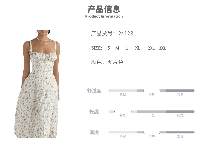 2025亚马逊独立站欧美女装新款碎花方领性感开叉大摆春季连衣裙女详情41