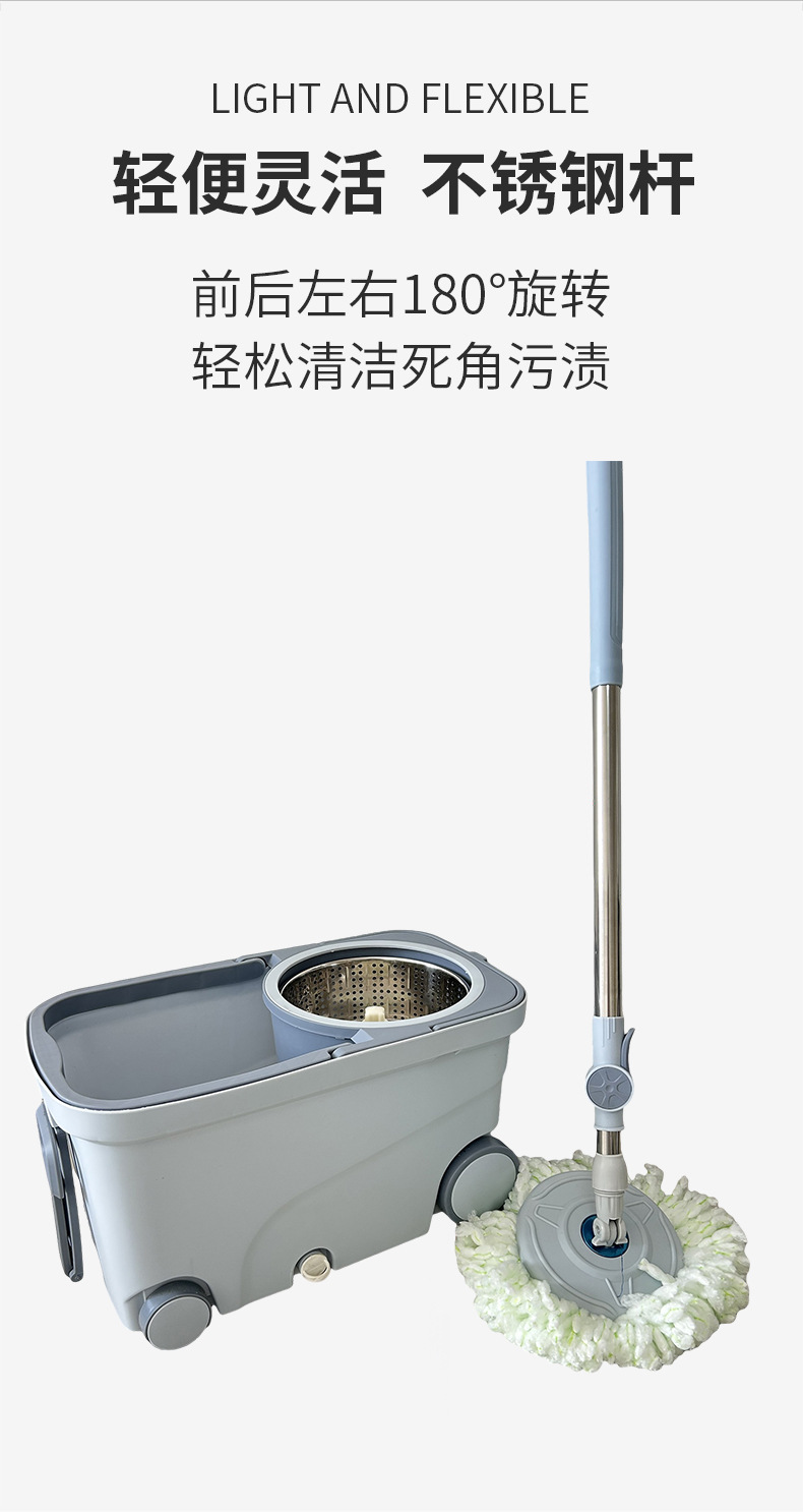 Rotating mop, household dual-drive spin-drying floor mop, factory wholesale automatic dehydrating mop bucket, clean with one mop pic 4