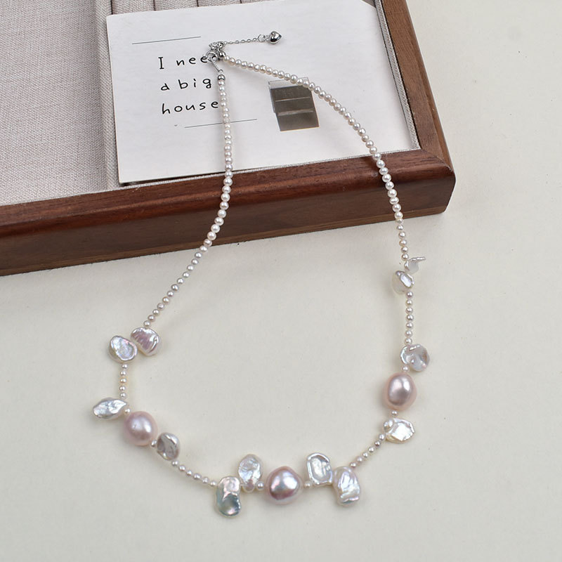 天然淡水珍珠花瓣珍珠项链套装时尚轻奢巴洛克异形珍珠颈链手链详情7