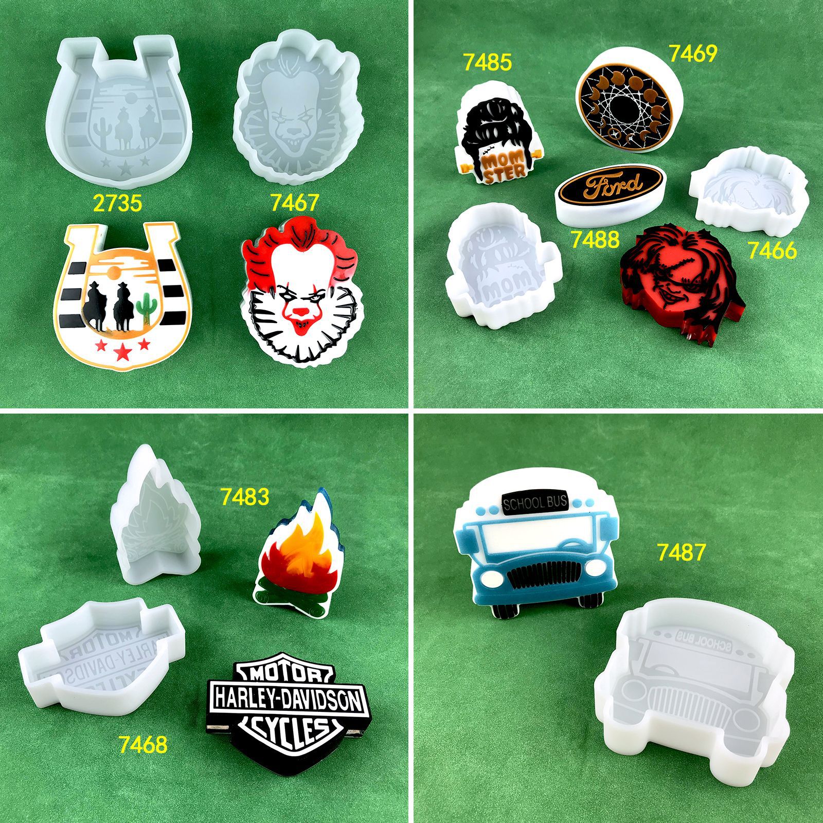 车载香薰滴胶模具DIY月相篝火香薰小丑杰森香薰蜡烛石膏硅胶模具详情6