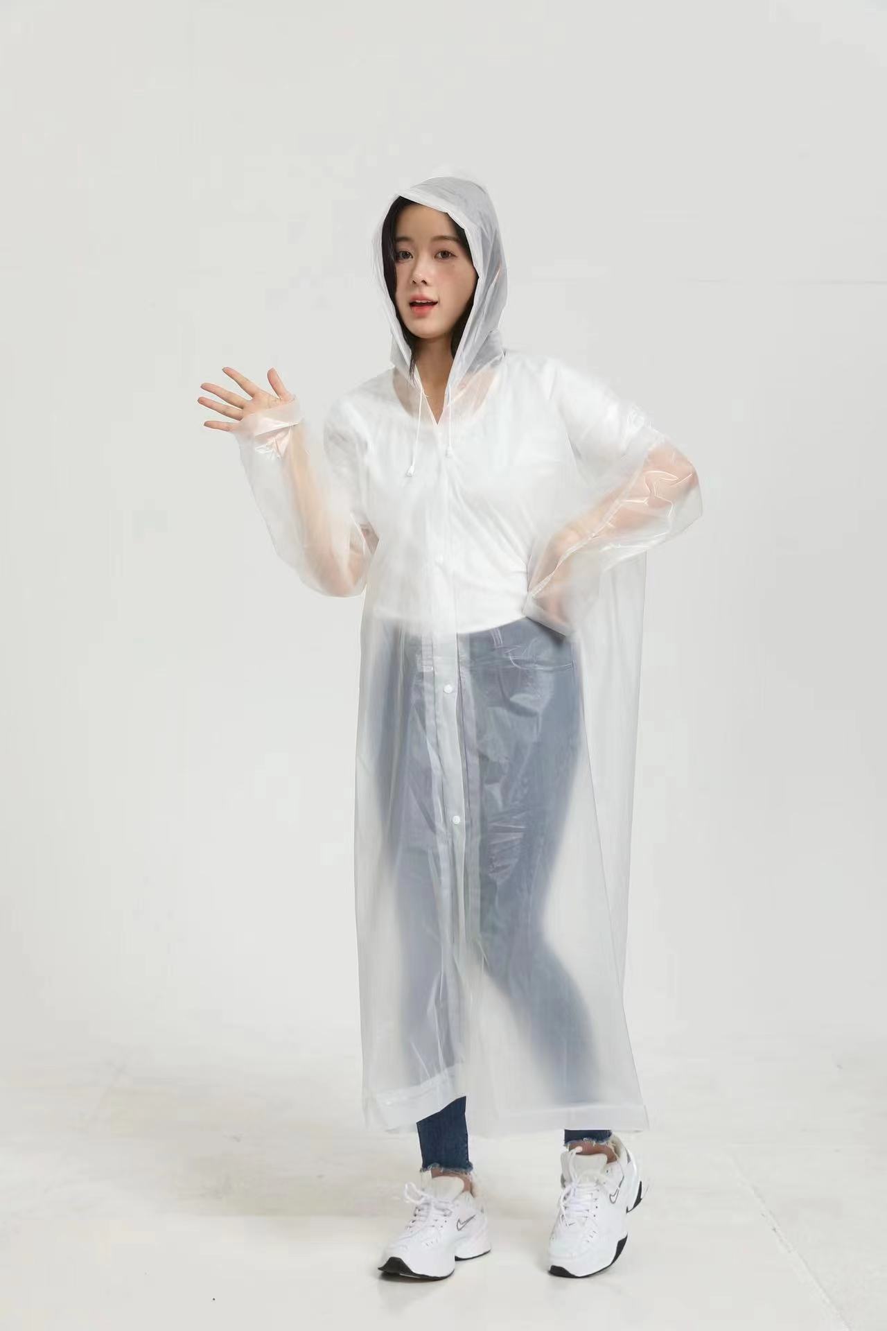 eva matte thickened adult transparent raincoat, non-disposable raincoat, cycling raincoat, suitable for both men and women outdoors pic 3