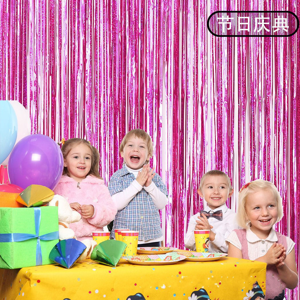 The thickened wedding, festival, party and birthday decoration background wall with colorful stripes and tassel door curtains pic 13