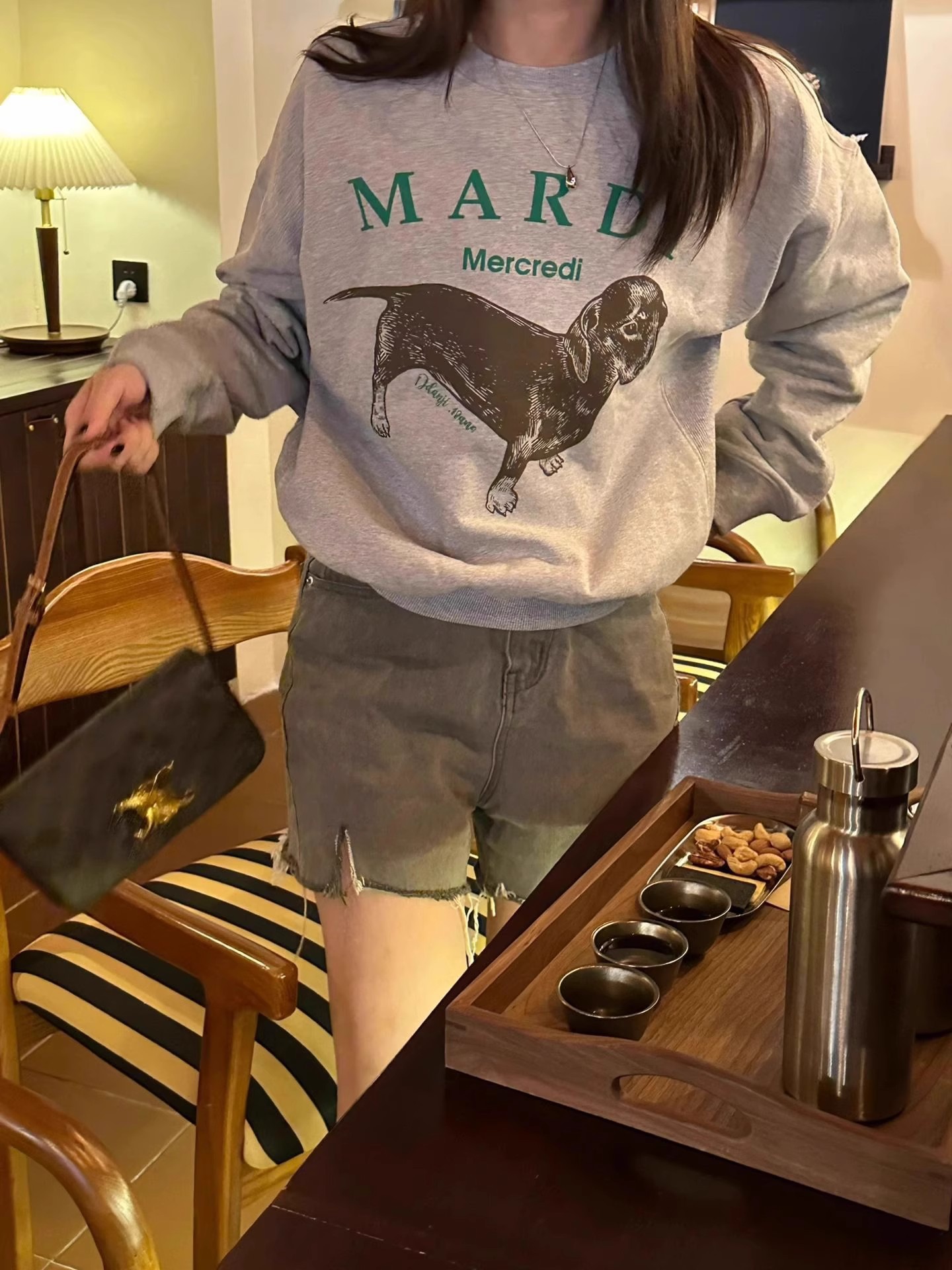 现货韩国潮牌Mardi卫衣女小雏菊24新款印花圆领上衣一件代发详情38