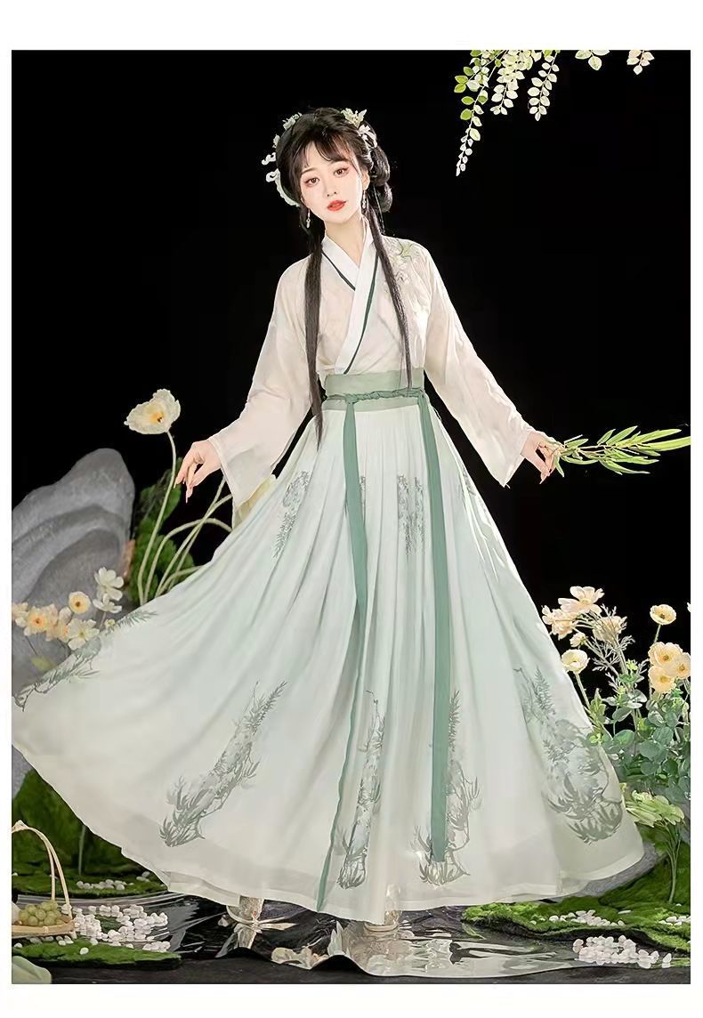 国潮-宋制成人汉服女学生中国风超仙古装交领齐腰襦裙春夏款详情7