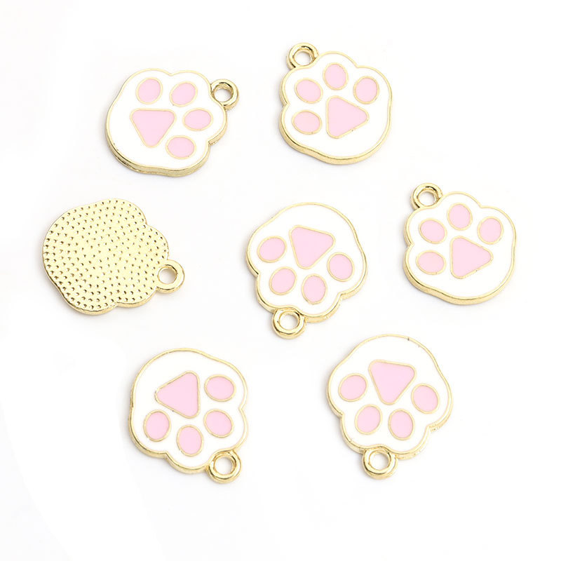 猫爪狗脚印滴油合金挂件脚丫DIY饰品配件手链项链耳环钥匙扣吊坠详情11