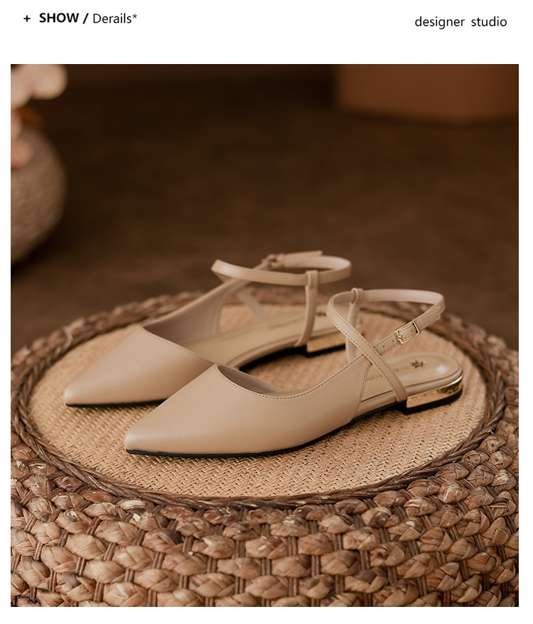 女鞋夏季女2025法式不累脚单鞋舒适平底气质后空包头凉鞋女时尚详情26