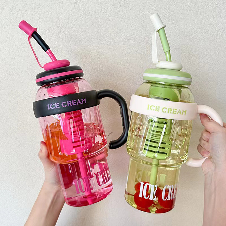 新巨无霸冰霸杯大容量水杯夏高颜值吸管大肚杯茶漏花茶便携塑料杯详情17