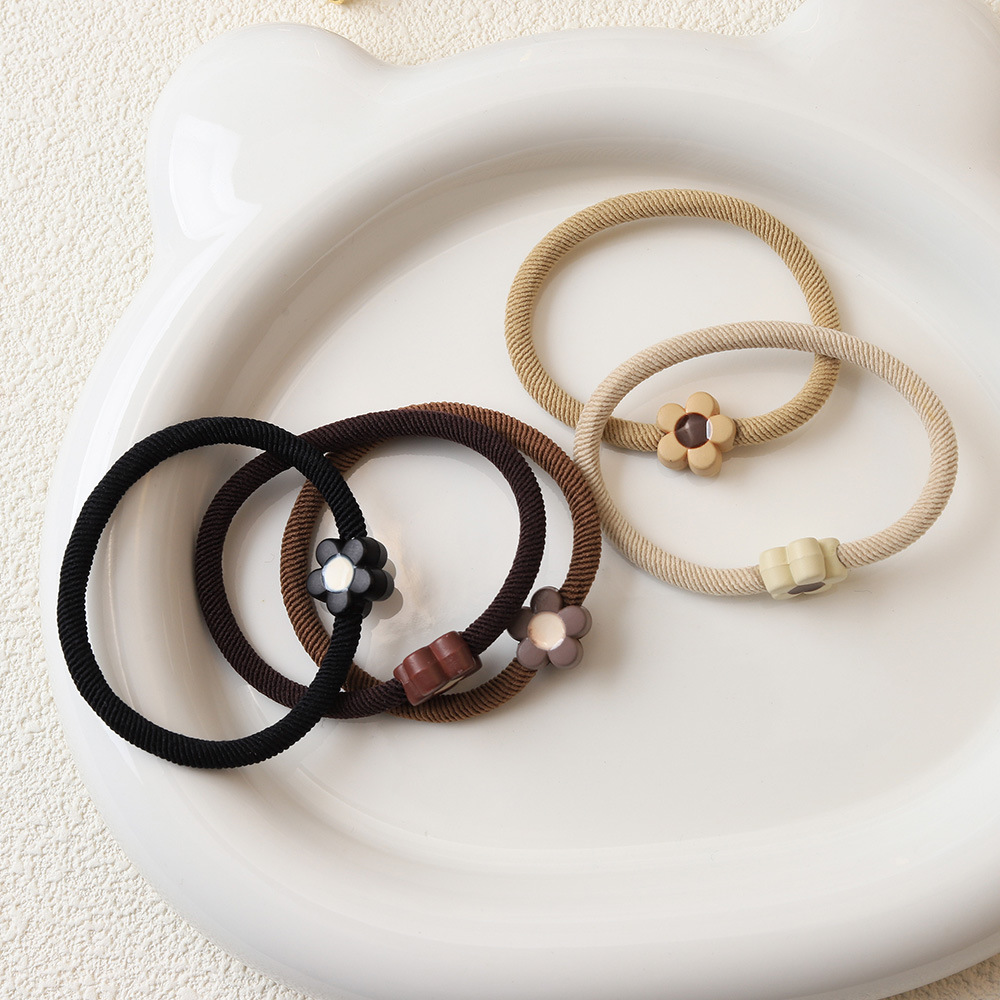 韩式棕色系高弹力发绳基础好用皮筋大地色斜纹扎发耐用头绳发饰详情15