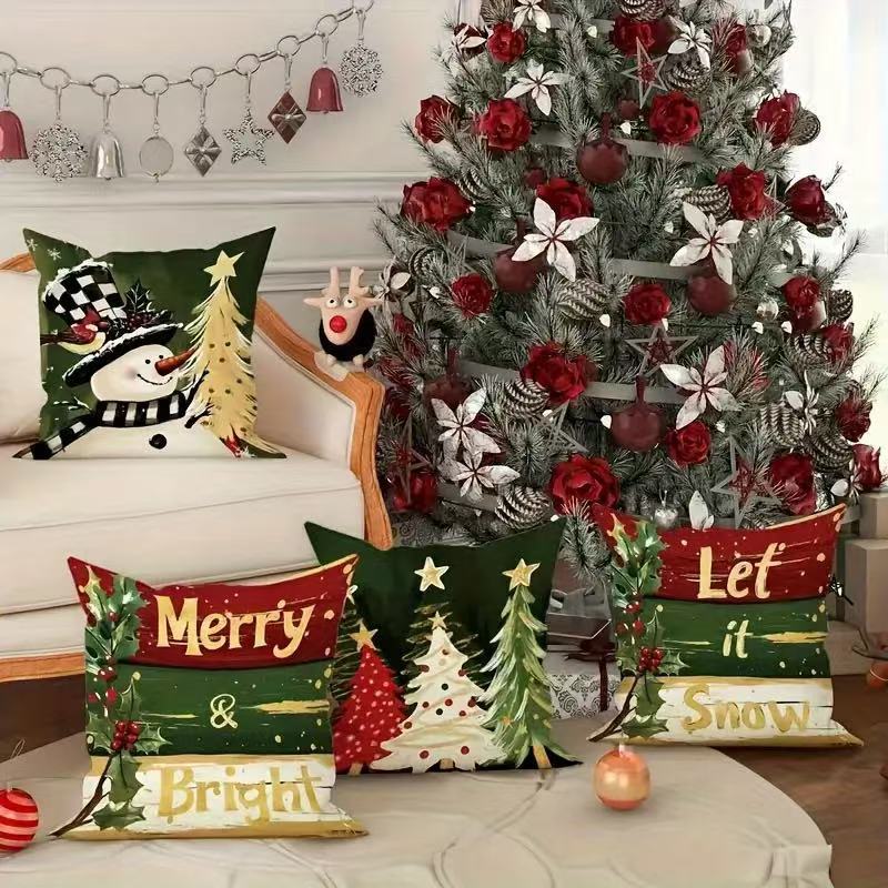 Cross-border bestseller Christmas tree print pillowcase, Christmas snowflake decorative pillowcase, new living room home pillowcase pic 16