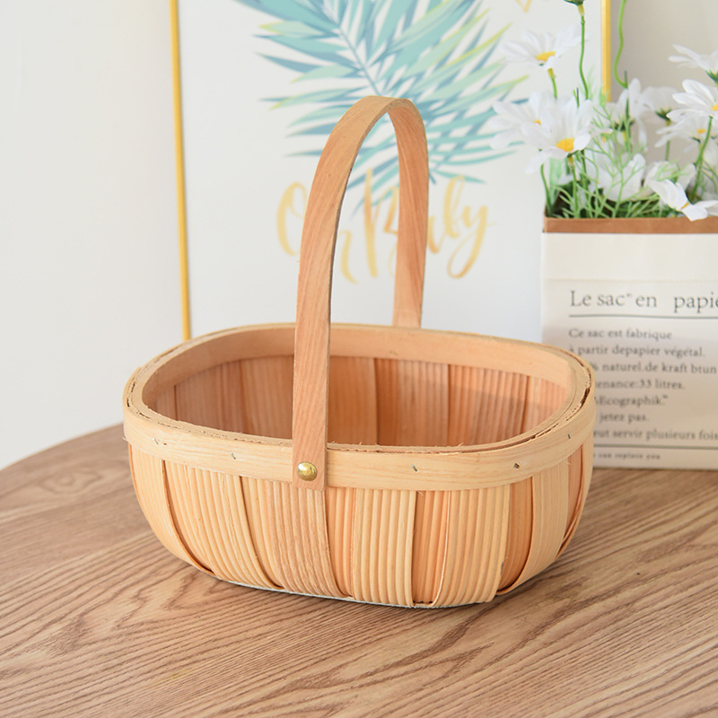 田园手提野餐水果篮编织送闺蜜坐月子鸡蛋插鲜花篮蔬菜收纳筐批发详情17