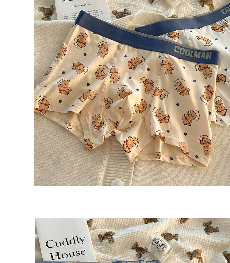 熊熊男友可爱卡通男士内裤无痕棉柔高弹舒适透气中腰平角四角裤详情12