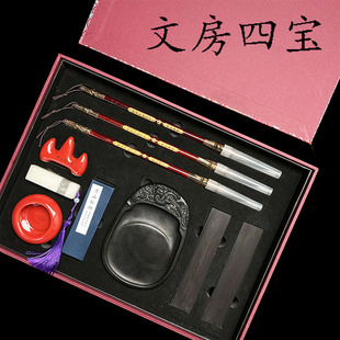 Solid wood white cloud regular script brush for beginners in traditional Chinese painting, a set of Wolf brush and goat brush calligraphy practice pic 36