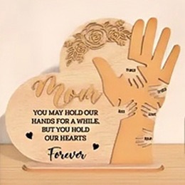 跨境新品母亲节父亲节手势木制家庭手势家居装饰摆件木质工艺品详情9