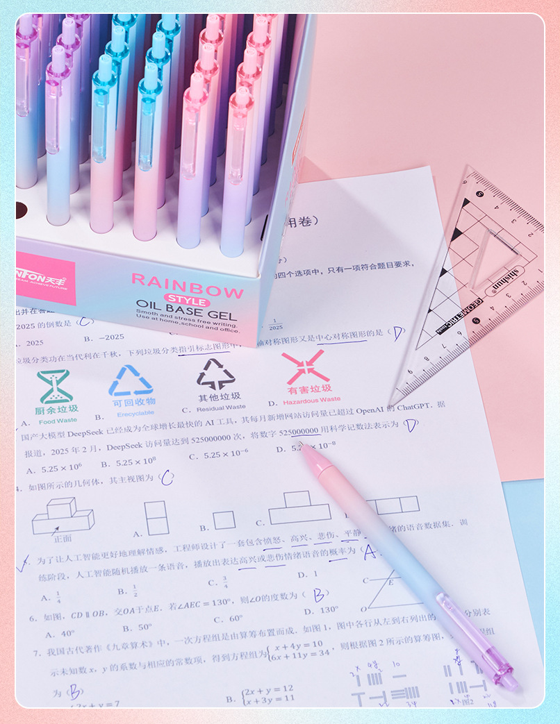 Wholesale in stock: Smooth oil pen with a jumping 598EMINI head, gradient color heat transfer oil pen pic 12