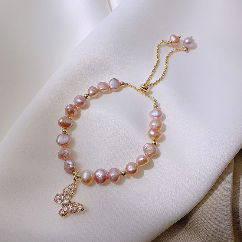 淡水珍珠微镶锆石蝴蝶手链气质手饰韩版闺蜜网红手串复古简约饰品详情4