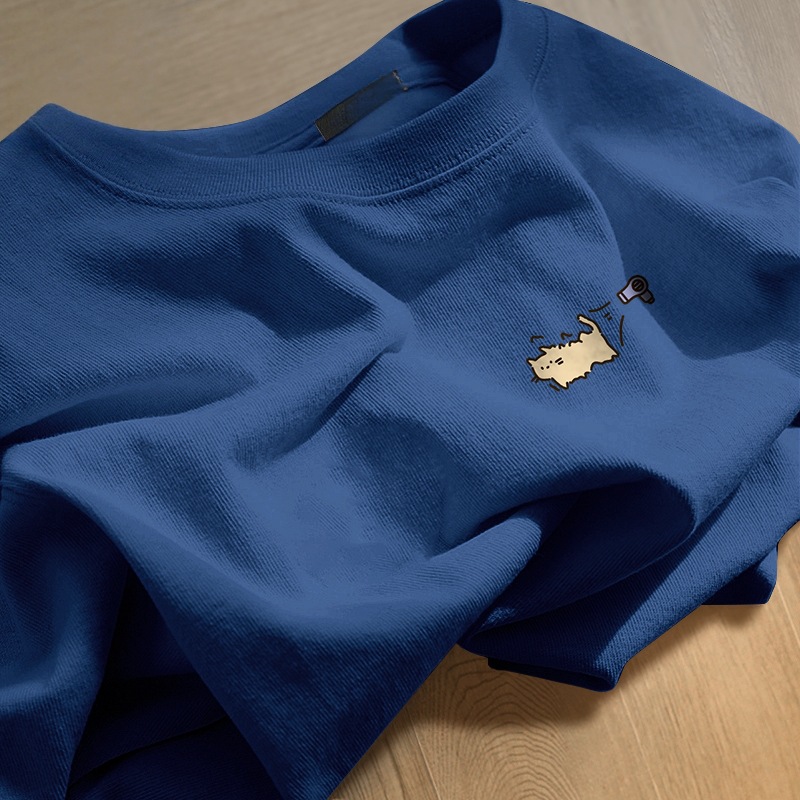 100% pure cotton round-neck short-sleeved T-shirt, a new summer men's high-end style loose printed half-sleeved top pic 14